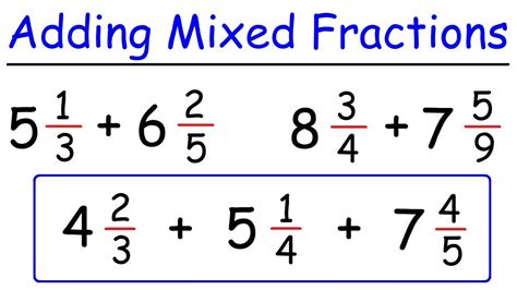 Adding Mixed Fractions   Fractions Adding Mixed Numbers Same Denominator - Adding Mixed Fractions