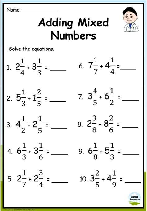 Adding Mixed Numbers Worksheet And Mixed Problems Worksheets Mixed Numbers Worksheet 7th Grade - Mixed Numbers Worksheet 7th Grade