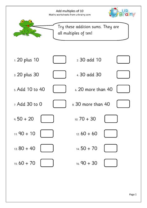 Adding Multiple Numbers Worksheet   Adding Multiples Of Ten First Grade Worksheets Planes - Adding Multiple Numbers Worksheet