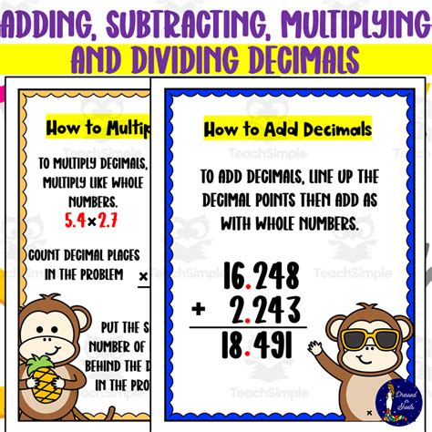 Adding Subtracting Multiplying And Dividing Decimals Worksheet