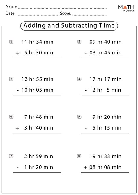 Adding Subtracting Time Worksheets Adding Time Worksheet - Adding Time Worksheet