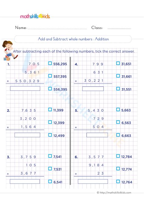 adding subtracting whole numbers interactive worksheet adding up