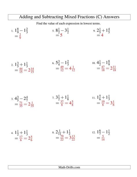Read Adding And Subtracting Mixed Numbers Worksheet With Answers 