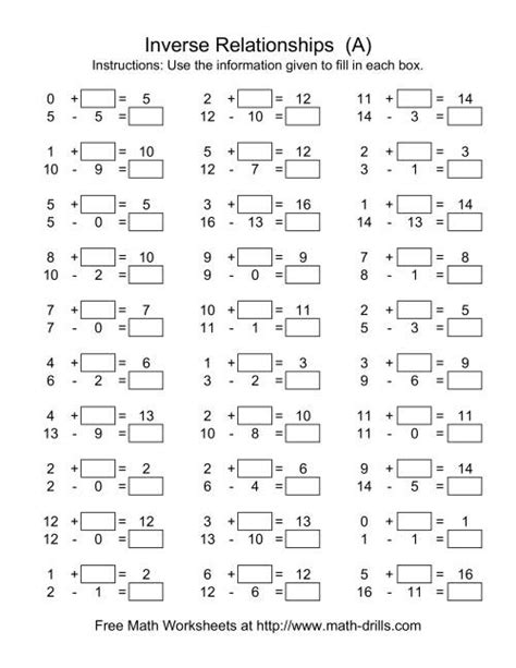 Addition And Subtraction Inverse Worksheets Subtraction Workshhets - Subtraction Workshhets