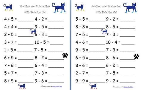 Addition And Subtraction With Pete The Cat Free Subtraction Cat - Subtraction Cat