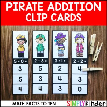Addition Clip Cards Pirate Math Simply Kinder Pirate Math - Pirate Math
