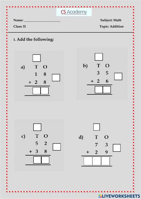 Addition For Class 2