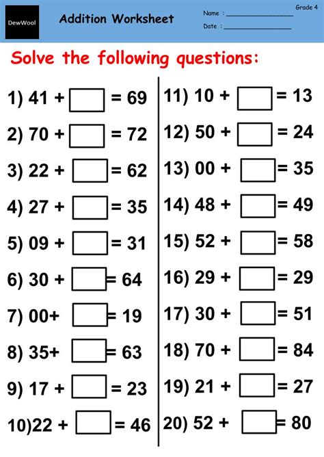 Addition For Class 4