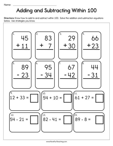 Addition Of Numbers Within 100 2nd Grade Math 2nd Grade Number Add Worksheet - 2nd Grade Number Add Worksheet