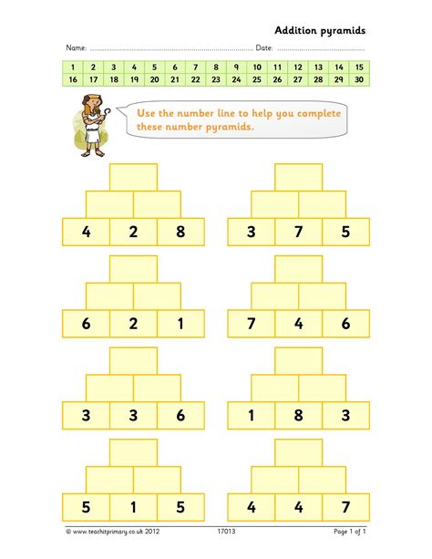 Addition Pyramids Worksheet Generator Create Addition Number Pyramids Worksheet - Number Pyramids Worksheet