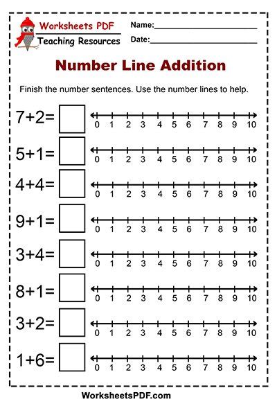 Addition Using Number Line Worksheets For Kindergarten Line Worksheet   Kindergarten - Line Worksheet + Kindergarten