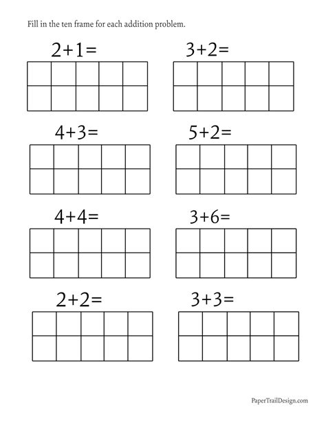 Addition With Ten Frames Worksheets K5 Learning Adding With Ten Frames - Adding With Ten Frames