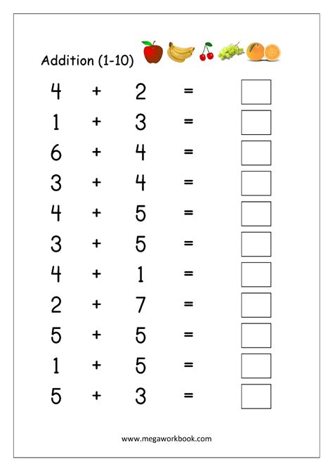Addition Worksheets For Kindergarten 1 10 Worksheets For Kindergarten - 1 10 Worksheets For Kindergarten