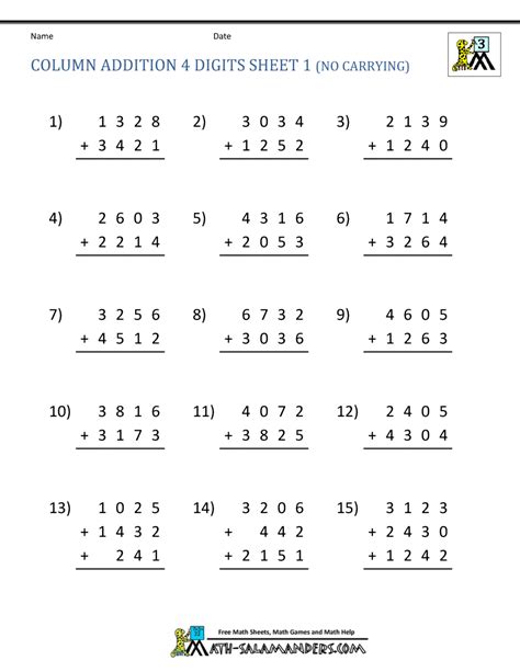 Addition Worksheets Grade 3 And 4 Study Champs Addition Worksheet Grade 3 - Addition Worksheet Grade 3