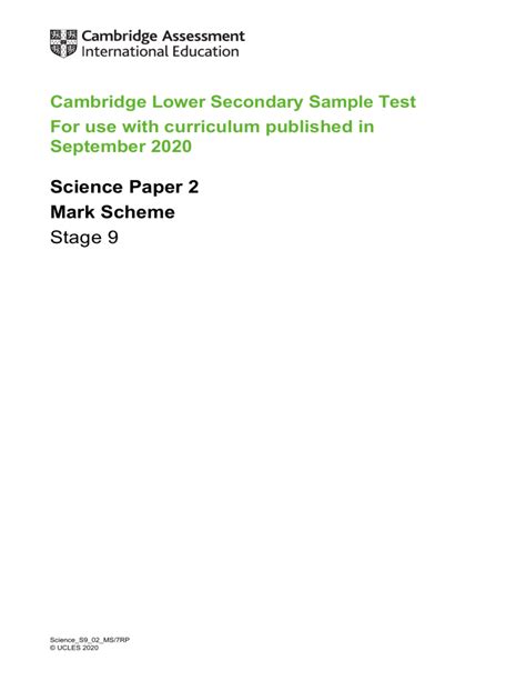 Download Additional Science Paper Bl2Hp B2 Mark Scheme 