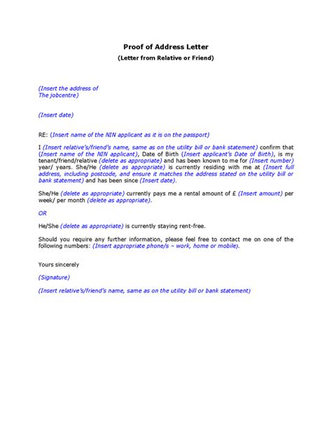 Address Proof Letter Format For Passport