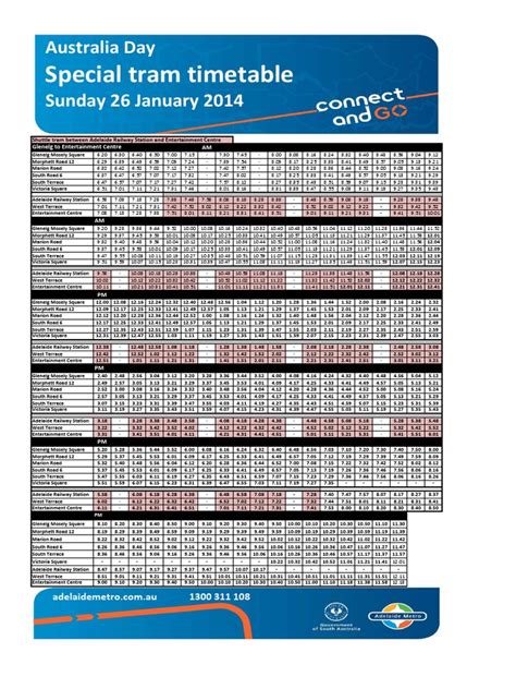 Adelaide Tram Timetable