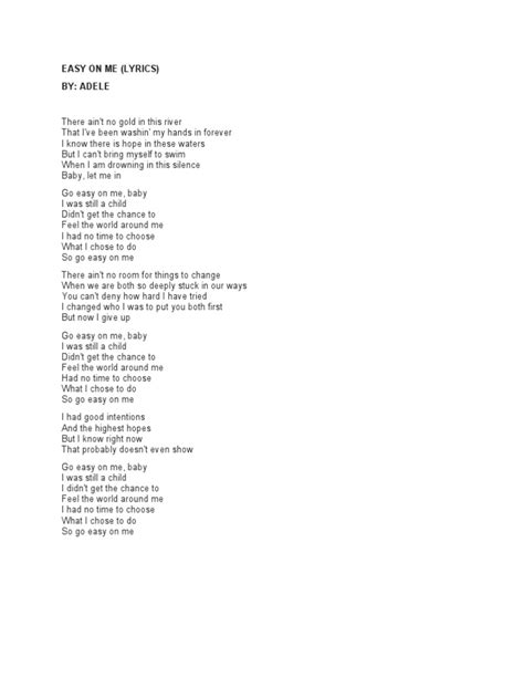 Adele Easy On Me Songtext