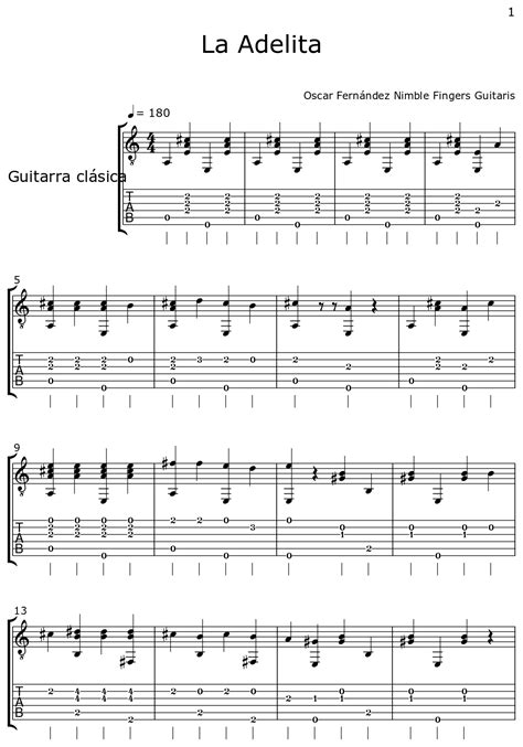 adelita classical guitar sheet music s