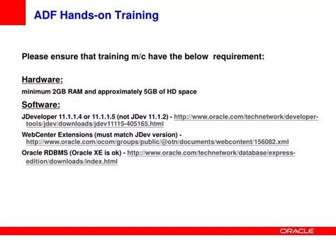 adf hands on oracle software downloads oracle