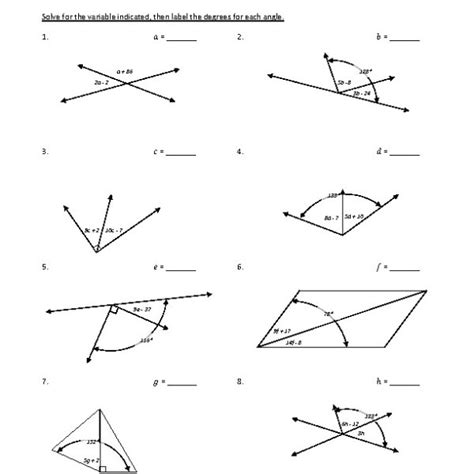 Adjacent Angles Worksheets Angles 8th Grade Math - Angles 8th Grade Math