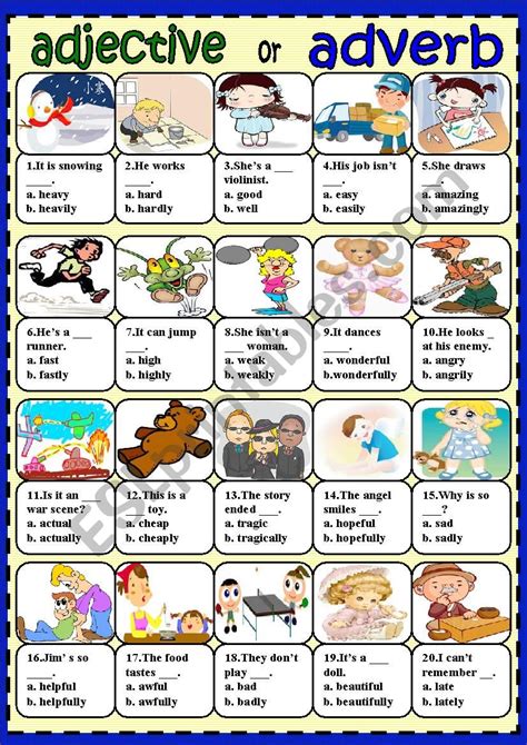 Adjective Adverb Online Exercises English Grammar Adjectives And Adverbs Exercises Worksheet - Adjectives And Adverbs Exercises Worksheet