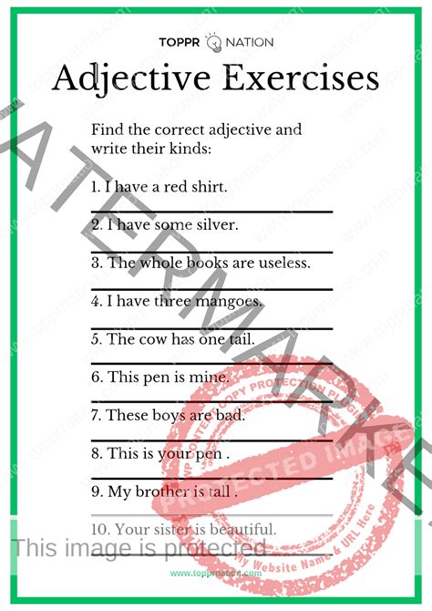 Adjective Exercises With Answers Adjective Worksheets Learn Exercises On Kinds Of Adjectives - Exercises On Kinds Of Adjectives