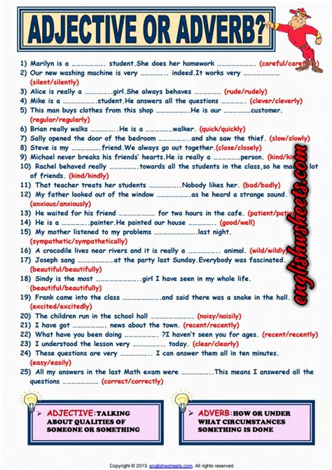 Adjective Vs Adverb Exercise For Classes 5 And Adjectives Vs Adverbs Worksheet - Adjectives Vs Adverbs Worksheet