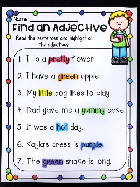 Adjective Worksheet First Grade Highlight   Adjectives Worksheets For First Grade Tpt - Adjective Worksheet First Grade Highlight