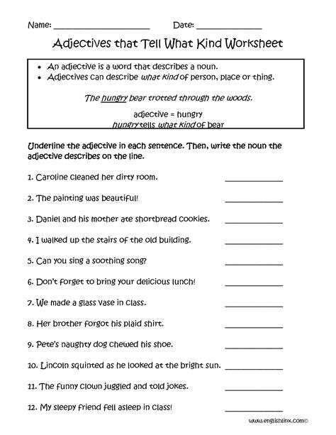 Adjective Worksheets 4th Grade Descriptive Adjectives Worksheet - 4th Grade Descriptive Adjectives Worksheet