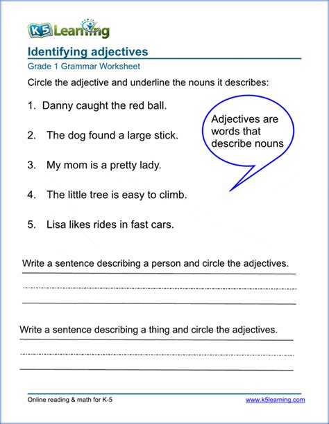 Adjective Worksheets K5 Learning Adjective Exercises With Answers - Adjective Exercises With Answers