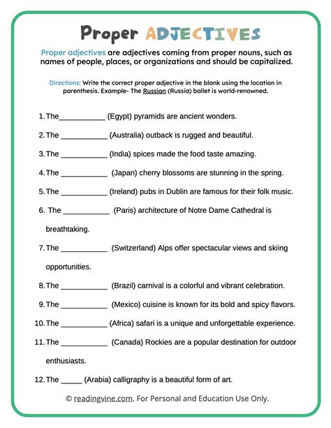 Adjective Worksheets Proper Adjective Worksheet 6th Grade - Proper Adjective Worksheet 6th Grade
