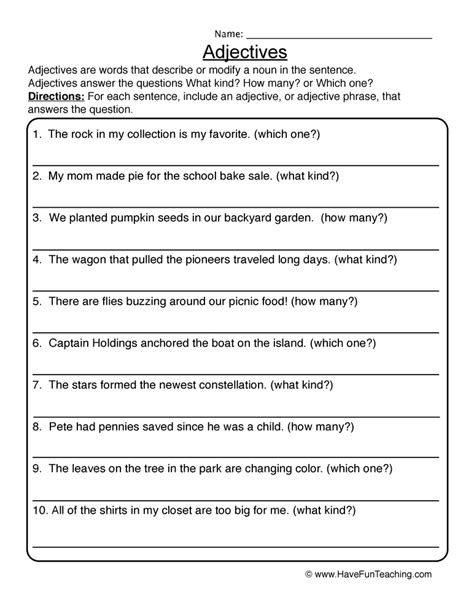Adjective Worksheets Study Champs Teacher Worksheets Adjective Worksheet 1 Grade - Adjective Worksheet 1 Grade