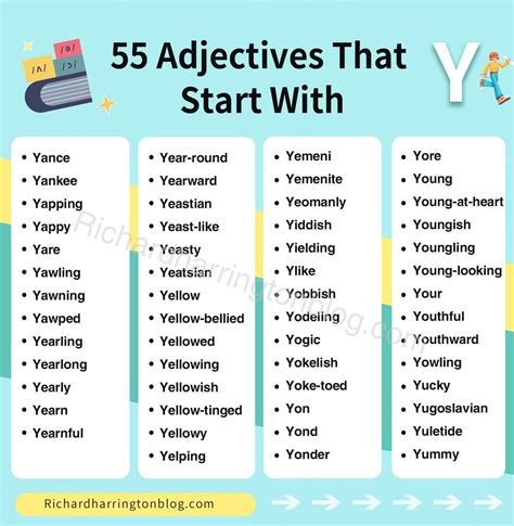 Adjectives Beginning In Y