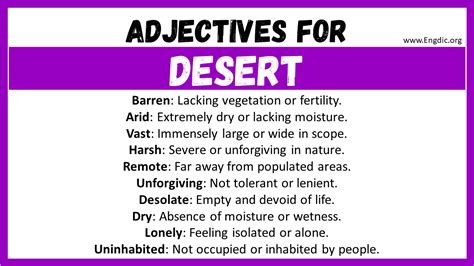 Adjectives For Desert