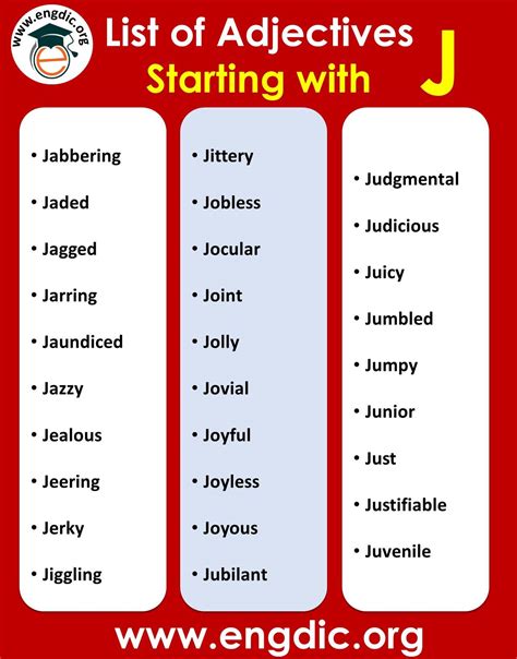 Adjectives In J
