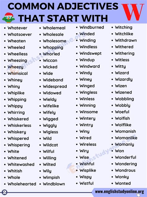 Adjectives In W