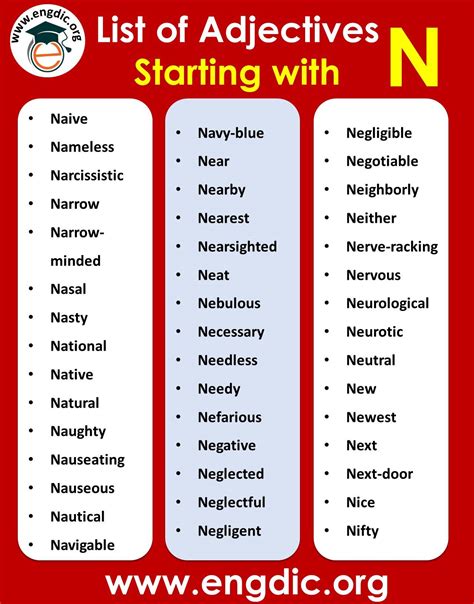 Adjectives Starting With N
