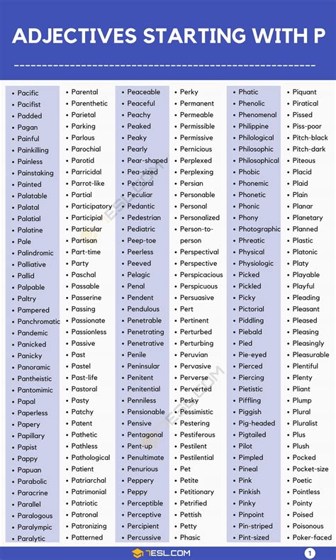 Adjectives That Begin With P