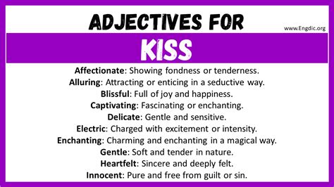 adjectives that describe kissing different people