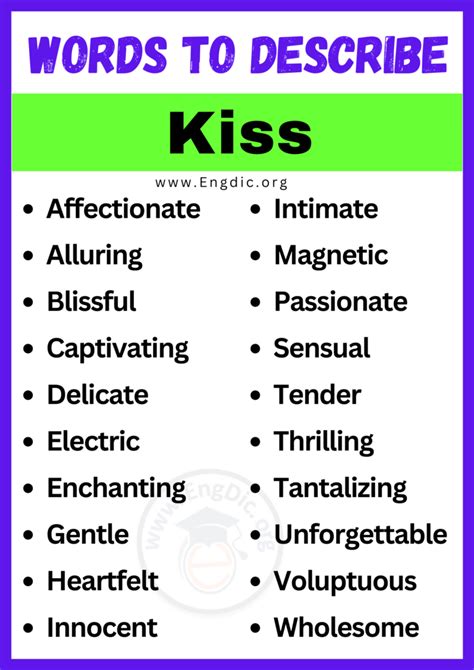 adjectives that describe kissing quotes for a