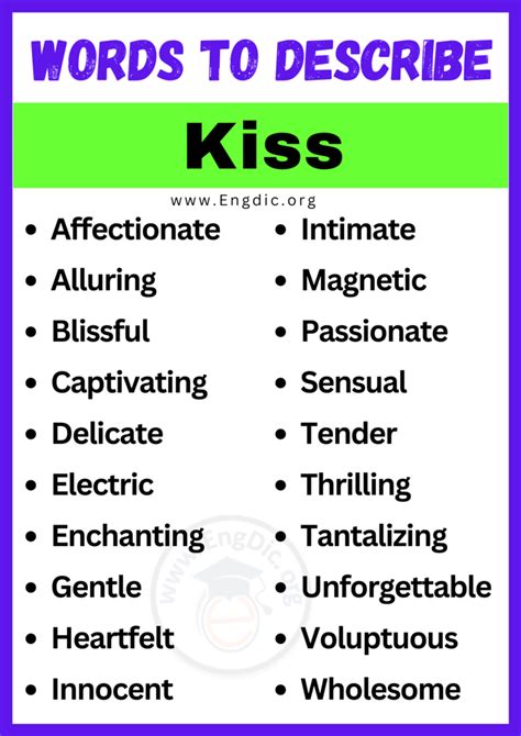 adjectives that describe kissing someone else