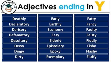 Adjectives That End With Y 802 Words Wordmom List Of Words Ending In Y - List Of Words Ending In Y