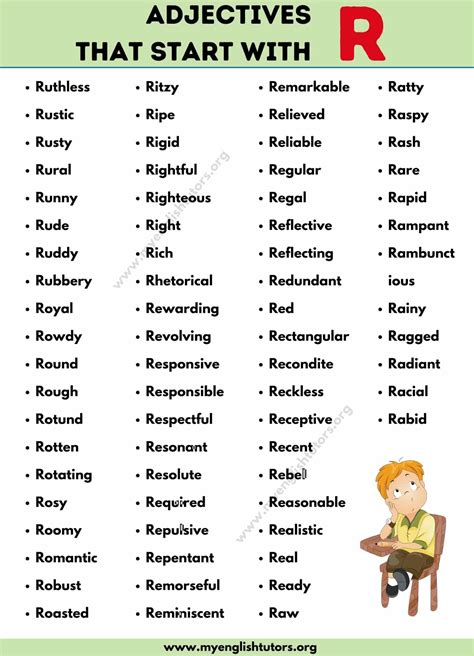 Adjectives That Start With R A Large List Simple Words That Start With R - Simple Words That Start With R