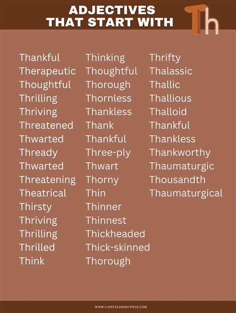Adjectives That Start With Th 184 Words Wordmom Adjectives Beginning With Th - Adjectives Beginning With Th
