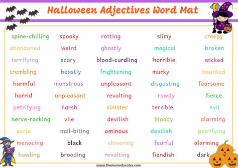 Adjectives To Describe Halloween   Halloween Vocabulary Abysmal Adjectives English Lessons - Adjectives To Describe Halloween