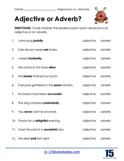 Adjectives Versus Adverbs Worksheets Adjectives Vs Adverbs Worksheet - Adjectives Vs Adverbs Worksheet