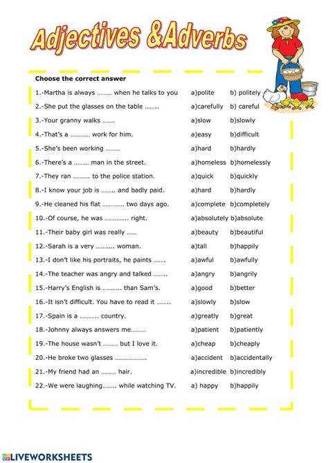 Adjectives Vs Adverbs Interactive Worksheet Live Worksheets Adjectives And Adverbs Exercises Worksheet - Adjectives And Adverbs Exercises Worksheet