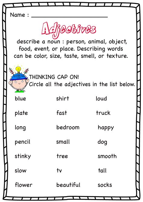Adjectives Worksheets Learning And Practicing Adjectives Circling Adjectives Worksheet Grade 6 - Circling Adjectives Worksheet Grade 6