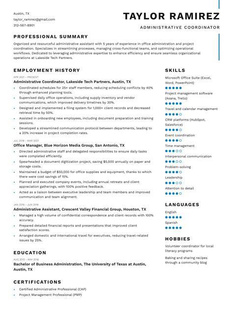 administrative coordinator cv sample